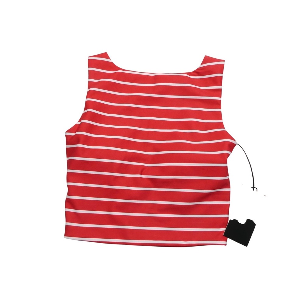 YPB SculptLUX Sports Bra Womens XS Red White Stripe Scoop Back Crop Top Athletic